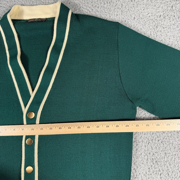 Vintage Puritan Cardigan Size Medium Green 100% Orlon Acrylic Sweater - Picture 6 of 8